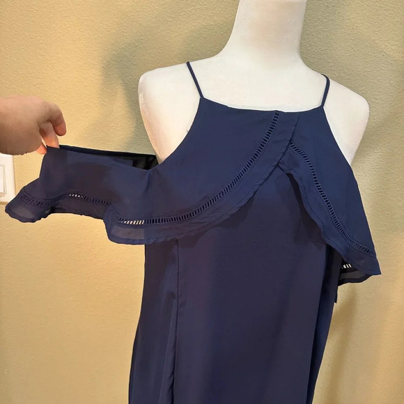 NORDSTROM Dee Elly Shoulder Detail Swing A Line Dress Navy - size Large - Picture 5 of 12